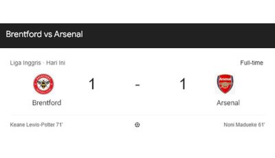 Laga Brentford vs Arsenal di Stadion Gtech Community 2026