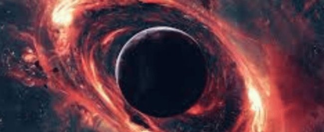Ilustrasi sepasang lubang hitam ultramasif yang saling mengorbit di pusat galaksi