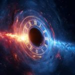 Ilustrasi teoretis Jembatan Einstein-Rosen sebagai lubang cacing cermin waktu