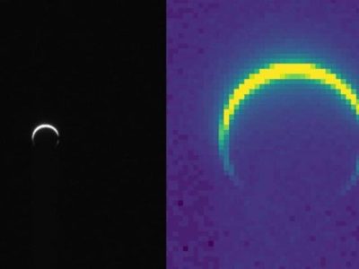 Potret planet Mars berbentuk bulan sabit yang ditangkap kamera pesawat ruang angkasa Psyche NASA