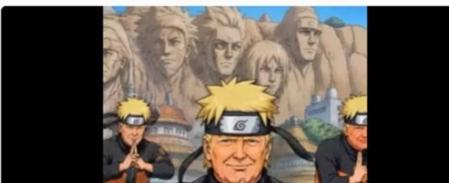 Ilustrasi digital kontroversial yang mentransformasikan figur Donald Trump menjadi karakter anime Naruto Uzumaki di media sosial