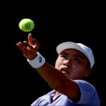 Petenis putri Indonesia Janice Tjen saat bertanding di turnamen tenis profesional internasional