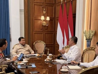 Kapolri Jenderal Listyo Sigit Prabowo saat menghadiri rapat terbatas bersama Presiden Prabowo Subianto di Istana Kepresidenan