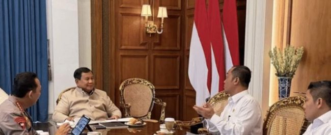 Kapolri Jenderal Listyo Sigit Prabowo saat menghadiri rapat terbatas bersama Presiden Prabowo Subianto di Istana Kepresidenan
