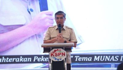 Menteri Ketenagakerjaan Yassierli saat membuka Rapimnas KSPN untuk membahas penguatan regulasi ketenagakerjaan di era ekonomi digital