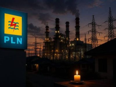 Petugas teknis PLN sedang melakukan pemeliharaan dan perbaikan jaringan gardu listrik untuk menjaga keandalan sistem