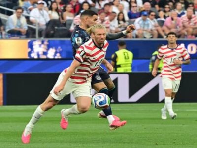 Aksi selebrasi para pemain timnas Amerika Serikat setelah mencetak gol penentu kemenangan di laga Piala Dunia 2026