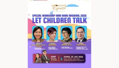Poster dan spanduk acara seminar edukasi anak Let's Talk Children yang digelar Heartline FM di Karawaci Tangerang