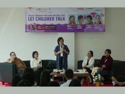 Suasana diskusi interaktif workshop Lets Children Talk yang digelar Radio Heartline memperingati Hari Anak Nasional 2026