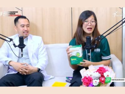 Dokter Spesialis Gizi Klinik dr Octavianus Kevin Gunadi Sp GK bersama Airin Levina saat mengedukasi masyarakat tentang bahaya diet ekstrem di Radio Heartline FM Tangerang