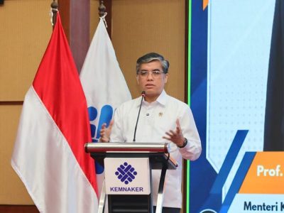Menteri Ketenagakerjaan Yassierli saat membuka pembukaan Talent and Innovation Development Program TIDP di Balai Besar Peningkatan Produksi BBPP Bekasi