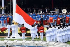 Personel Pasukan Pengamanan Presiden Paspampres mengikuti apel kesiapan Satuan Tugas Pengamanan VVIP HUT ke-81 RI di Mako Paspampres