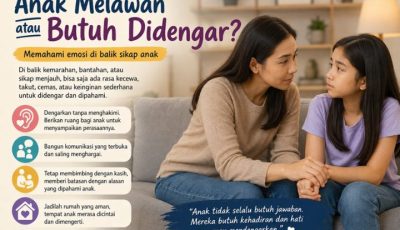 Ilustrasi orang tua yang berdialog dan mendengarkan keluh kesah anak remaja di rumah