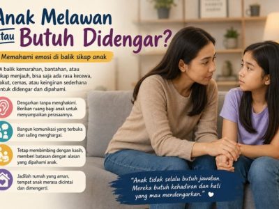 Ilustrasi orang tua yang berdialog dan mendengarkan keluh kesah anak remaja di rumah