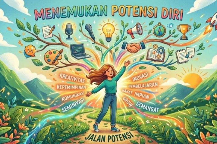 Ilustrasi anak mengembangkan potensi diri dan minat.