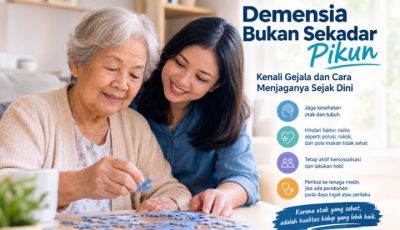Ilustrasi seorang dokter sedang memeriksa fungsi kognitif lansia untuk mendeteksi gejala demensia sejak dini