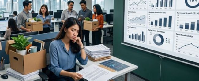 Ilustrasi strategi pencari kerja menghadapi ketidakpastian karier dan gelombang efisiensi PHK perusahaan