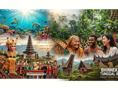Ilustrasi keberagaman budaya dan harmoni sosial masyarakat Indonesia yang saling melengkapi