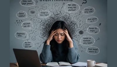 Ilustrasi seseorang yang sedang menghadapi overthinking dan kekhawatiran berlebihan