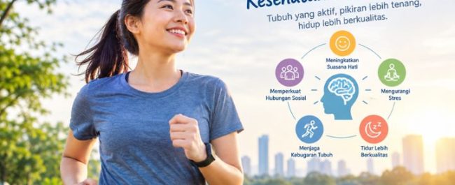 Ilustrasi aktivitas olahraga pagi santai untuk merawat kebugaran fisik dan kesehatan jiwa
