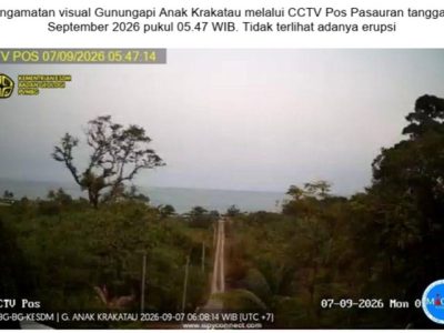 Pantauan visual aktivitas vulkanik Gunung Anak Krakatau yang berstatus Level III Siaga