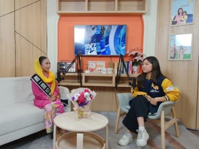 Syarifah Azkia Naura Firrizqiah menyandang selempang None Cilik Jakarta Wakil 1 2026 saat sesi wawancara