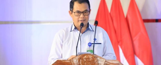 Potret Dirjen Binalavotas Kemnaker Darmawansyah saat memberikan sambutan di Pelatihan Vokasi Nasional 2026 Batch 6