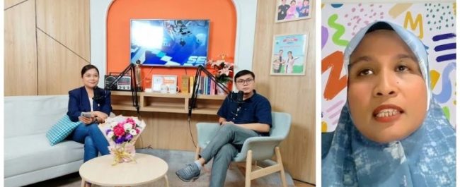 Grace Putri Chango memaparkan cara mengembangkan minat dan bakat seni menggambar anak di Radio Tangerang Heartline FM
