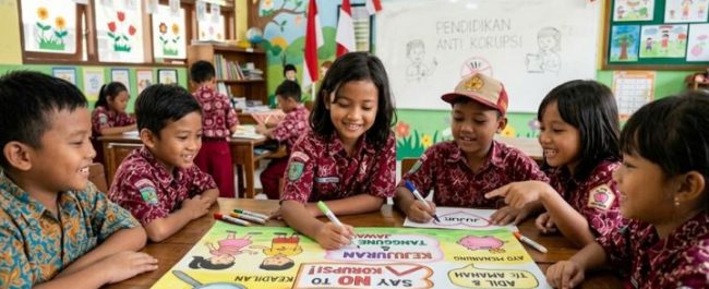 Ilustrasi anak menabung dan membedakan kebutuhan serta keinginan sebagai bekal literasi keuangan sejak dini
