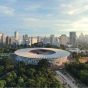 Pemandangan udara kompleks olahraga Gelora Bung Karno GBK Senayan Jakarta